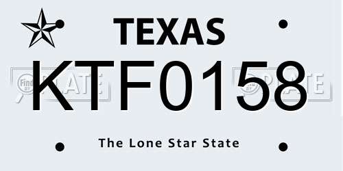 KTF0158 Texas License Plate