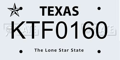 KTF0160 Texas License Plate