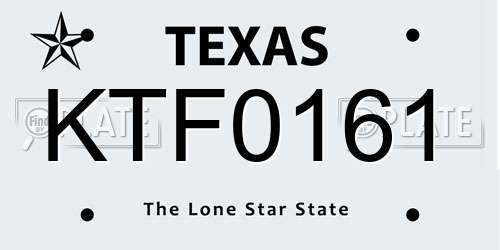 KTF0161 Texas License Plate