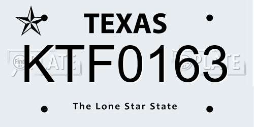 KTF0163 Texas License Plate