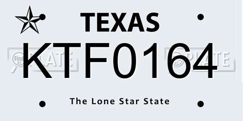 KTF0164 Texas License Plate