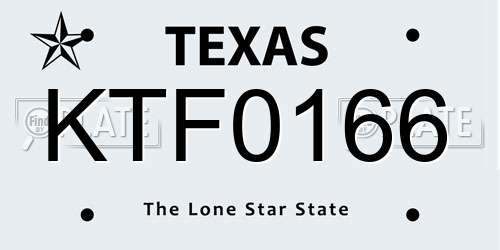 KTF0166 Texas License Plate