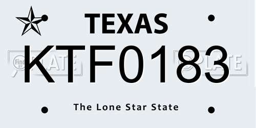 KTF0183 Texas License Plate