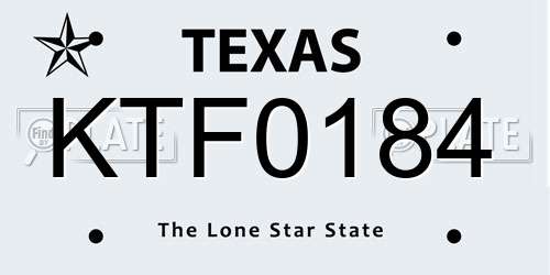 KTF0184 Texas License Plate