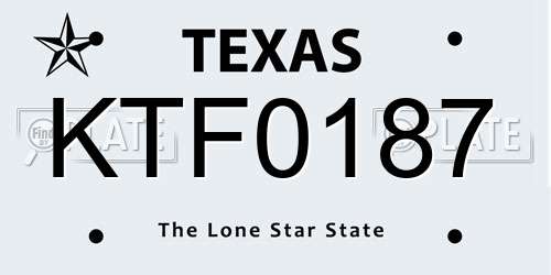 KTF0187 Texas License Plate