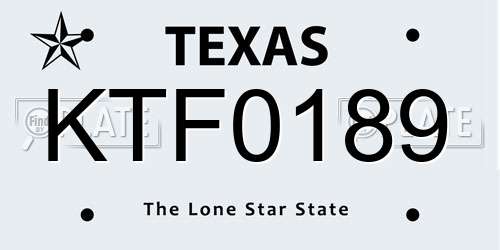 KTF0189 Texas License Plate