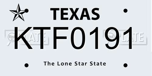 KTF0191 Texas License Plate