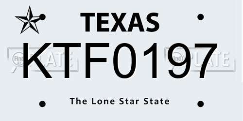 KTF0197 Texas License Plate