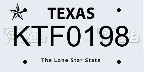 KTF0198 Texas License Plate