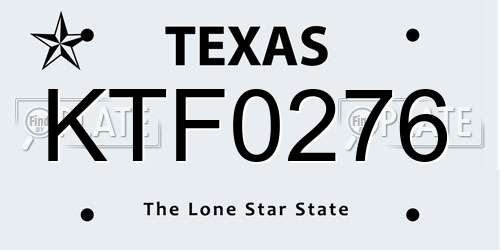 KTF0276 Texas License Plate