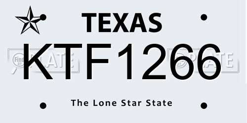 KTF1266 Texas License Plate