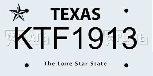 KTF1913 Texas License Plate