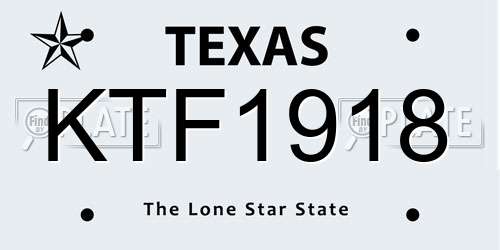 KTF1918 Texas License Plate