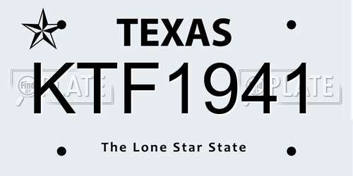 KTF1941 Texas License Plate
