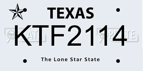 KTF2114 Texas License Plate