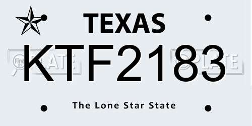 KTF2183 Texas License Plate