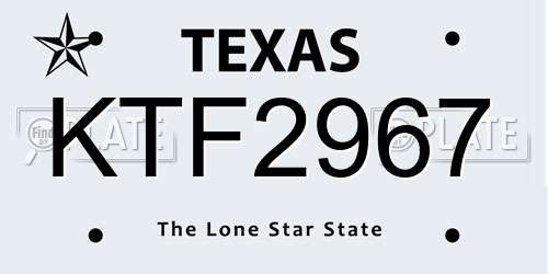 KTF2967 Texas License Plate
