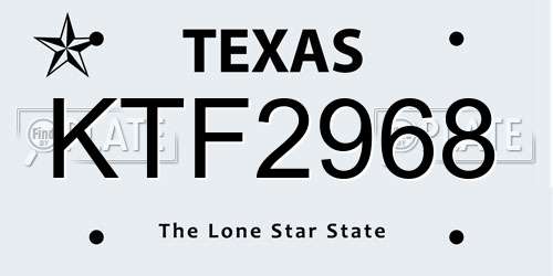 KTF2968 Texas License Plate