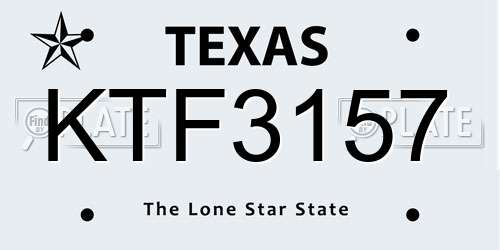 KTF3157 Texas License Plate