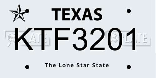 KTF3201 Texas License Plate