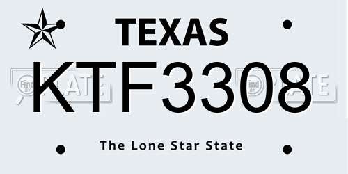 KTF3308 Texas License Plate