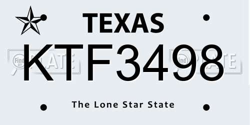 KTF3498 Texas License Plate