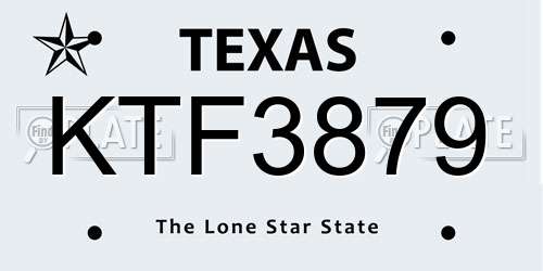 KTF3879 Texas License Plate