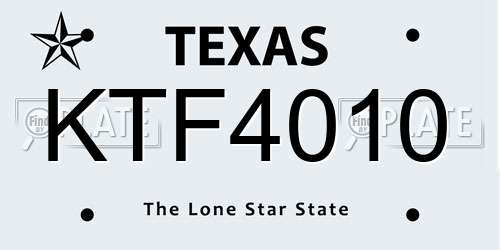 KTF4010 Texas License Plate