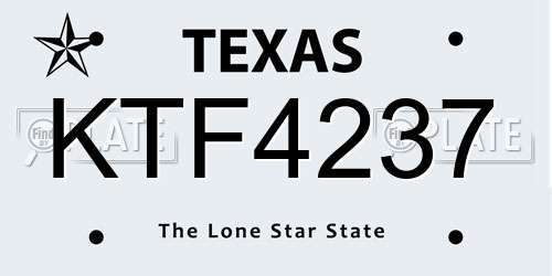 KTF4237 Texas License Plate