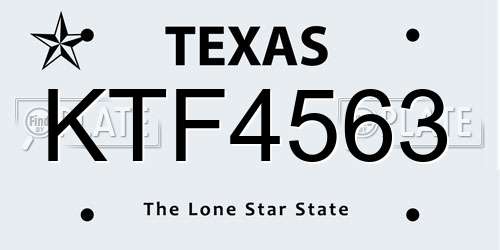KTF4563 Texas License Plate