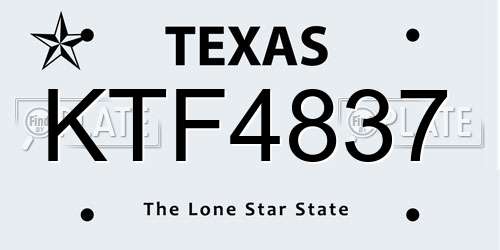 KTF4837 Texas License Plate