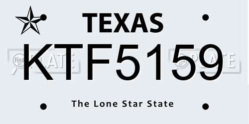 KTF5159 Texas License Plate