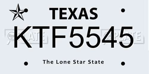 KTF5545 Texas License Plate