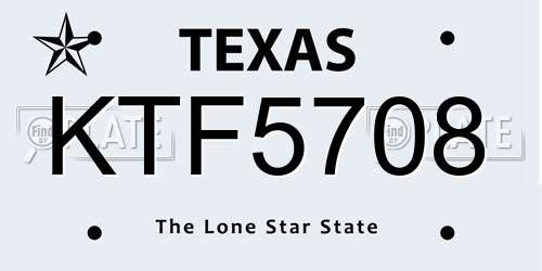 KTF5708 Texas License Plate