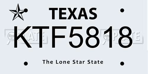 KTF5818 Texas License Plate