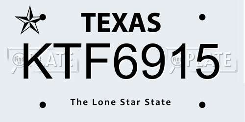 KTF6915 Texas License Plate