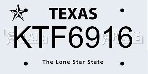 KTF6916 Texas License Plate