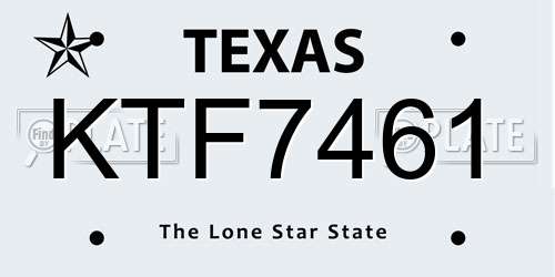 KTF7461 Texas License Plate