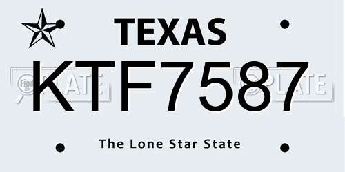 KTF7587 Texas License Plate
