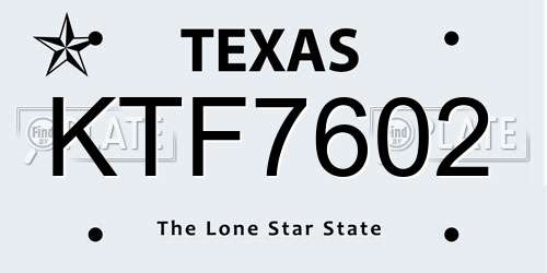 KTF7602 Texas License Plate