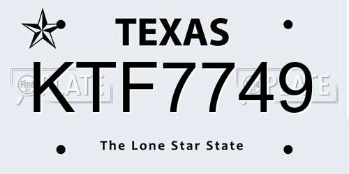 KTF7749 Texas License Plate