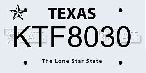 KTF8030 Texas License Plate