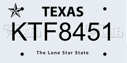 KTF8451 Texas License Plate