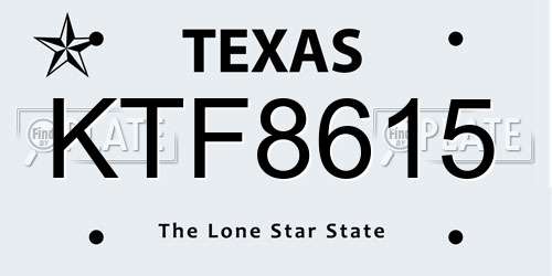 KTF8615 Texas License Plate