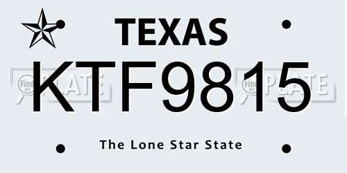 KTF9815 Texas License Plate