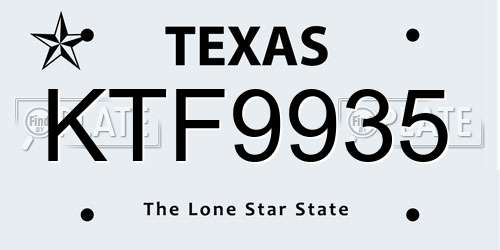 KTF9935 Texas License Plate
