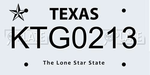 KTG0213 Texas License Plate
