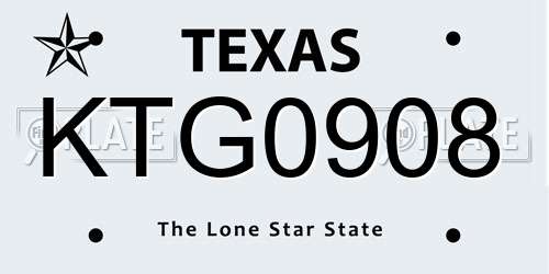 KTG0908 Texas License Plate
