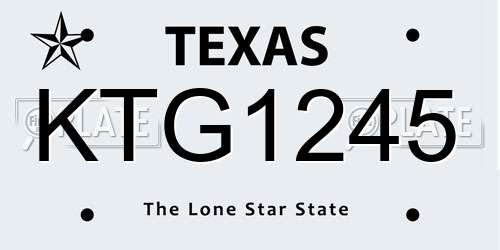KTG1245 Texas License Plate