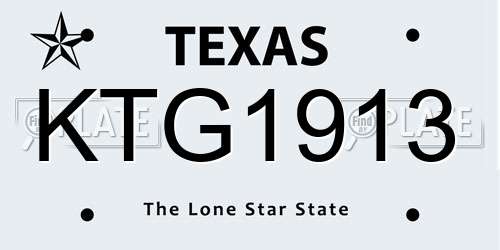 KTG1913 Texas License Plate